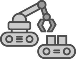 Roboter produzieren Sortierung Linie gefüllt Graustufen Symbol Design vektor