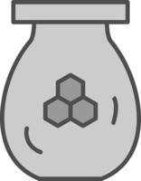 Honig Krug Linie gefüllt Graustufen Symbol Design vektor