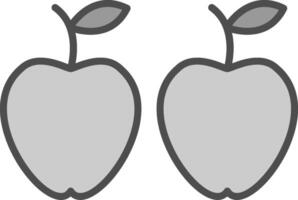 Apfel Linie gefüllt Graustufen Symbol Design vektor