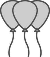 Ballon Linie gefüllt Graustufen Symbol Design vektor