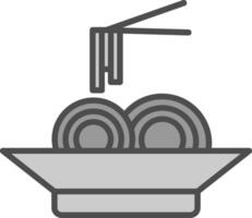 Pasta Linie gefüllt Graustufen Symbol Design vektor