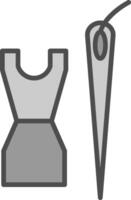 klädsömnad linje fylld gråskale ikon design vektor