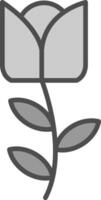 Blume Linie gefüllt Graustufen Symbol Design vektor