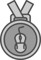 Medaille Linie gefüllt Graustufen Symbol Design vektor