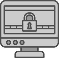 Ransomware Linie gefüllt Graustufen Symbol Design vektor