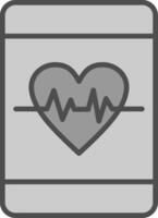 Herz Pflege Linie gefüllt Graustufen Symbol Design vektor