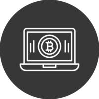 Bitcoin Bergbau Linie invertiert Symbol Design vektor