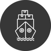 Schiff durch Meer Linie invertiert Symbol Design vektor