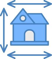 Zuhause Maße Linie gefüllt Blau Symbol vektor