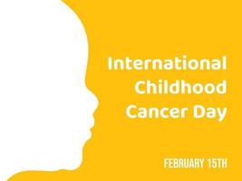 Banner-Vorlage für den internationalen Kinderkrebstag. Weltereignis im Gesundheitswesen im Februar mit Silhouette des Kindes von der Seite
