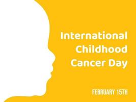 internationell barncancer dag banner mall. hälso-världshändelse i februari med siluett av barn från sidan vektor