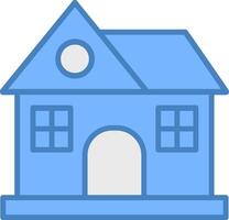 Haus Linie gefüllt Blau Symbol vektor