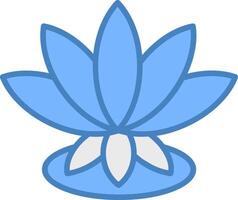 Lotus Linie gefüllt Blau Symbol vektor