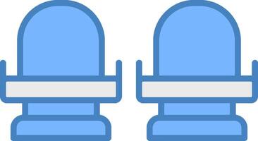 Sitze Linie gefüllt Blau Symbol vektor