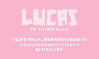 Lucas-Alphabet-Vektor, süße Schrift, lustige Schrift, süße Schrift, Pro-Vektor vektor