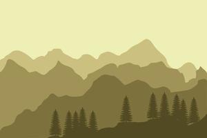 Landschaftshintergrund von Bergen mit Wald vektor