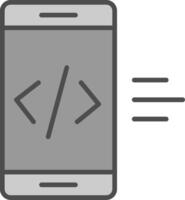 app utveckling linje fylld gråskale ikon design vektor