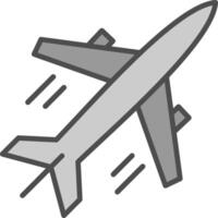 Flugzeug Linie gefüllt Graustufen Symbol Design vektor