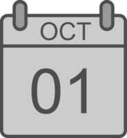Oktober Linie gefüllt Graustufen Symbol Design vektor
