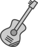 Gitarre Linie gefüllt Graustufen Symbol Design vektor