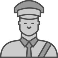 beställnings- officer linje fylld gråskale ikon design vektor