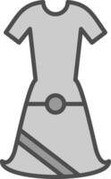 Kleid Linie gefüllt Graustufen Symbol Design vektor
