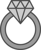 Diamant Ring Linie gefüllt Graustufen Symbol Design vektor