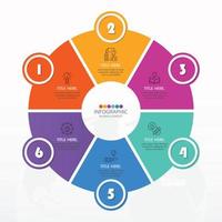 Grundlegende Kreis-Infografik-Vorlage mit 6 Schritten. vektor