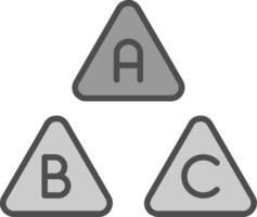 ABC linje fylld gråskale ikon design vektor
