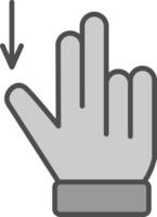 zwei Finger ziehen Nieder Linie gefüllt Graustufen Symbol Design vektor