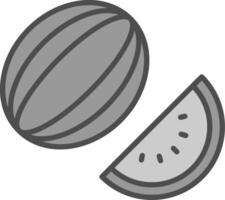 Wassermelone Linie gefüllt Graustufen Symbol Design vektor