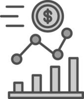 investering linje fylld gråskale ikon design vektor