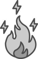 elektrisch Feuer Linie gefüllt Graustufen Symbol Design vektor