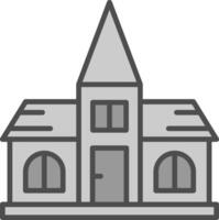 kyrka linje fylld gråskale ikon design vektor
