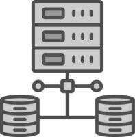 data nätverk linje fylld gråskale ikon design vektor