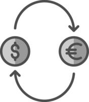 Austausch Geld Linie gefüllt Graustufen Symbol Design vektor