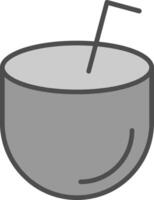 kokos dryck linje fylld gråskale ikon design vektor