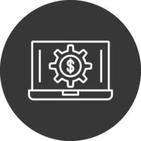 Laptop Geld Linie invertiert Symbol Design vektor