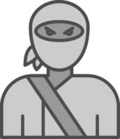 Ninja Linie gefüllt Graustufen Symbol Design vektor