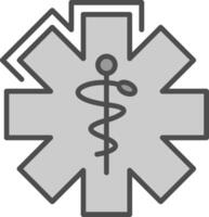 Caduceus Linie gefüllt Graustufen Symbol Design vektor