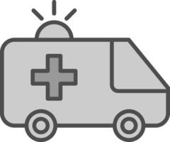 Krankenwagen Linie gefüllt Graustufen Symbol Design vektor