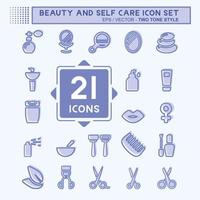 Icon-Set Schönheit und Selbstpflege - zweifarbiger Stil vektor