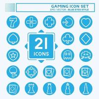 Icon-Set Gaming - Stil der blauen Augen, einfache Illustration, bearbeitbarer Strich vektor