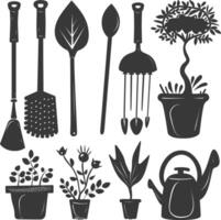 Silhouette Gartenarbeit Ausrüstung schwarz Farbe nur vektor