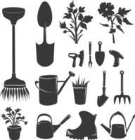 Silhouette Gartenarbeit Ausrüstung schwarz Farbe nur vektor