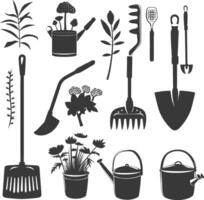 Silhouette Gartenarbeit Ausrüstung schwarz Farbe nur vektor