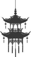 Silhouette Chinesisch traditionell asiatisch Laterne schwarz Farbe nur vektor