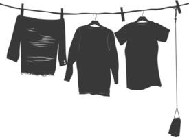 Silhouette Wäscheleine zum hängend Kleider schwarz Farbe nur vektor