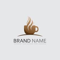 Kafé logotyp och kaffe logotyp design cafetarian varm dryck vektor