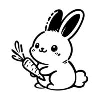süß Baby Hase mit Karotte, Silhouette, Ostern Urlaub. Illustration. vektor